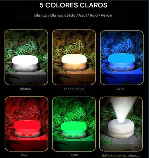 Luz de Camping Recargable y Batería Externa de 5200/2400 mAh
