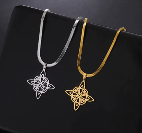 ✨ Collar de Nudo de Bruja en Oro de 18K – Amuleto de Protección Wiccan Unisex ✨