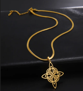 ✨ Collar de Nudo de Bruja en Oro de 18K – Amuleto de Protección Wiccan Unisex ✨